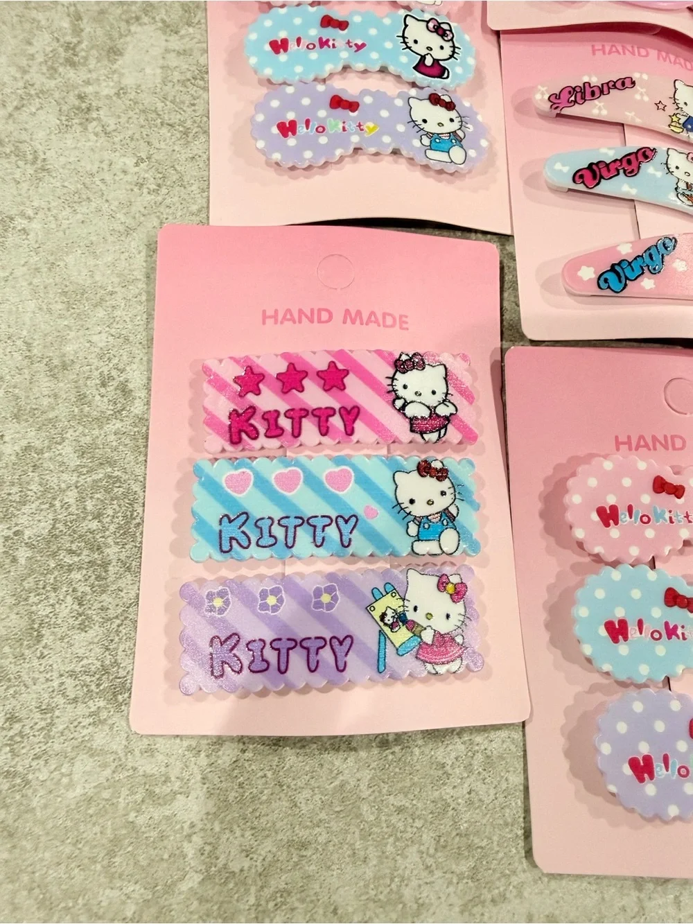 2/20 5 pk Hello Kitty Hair Clip Set 15 pc total-cute Sanrio gift handmade kawaii